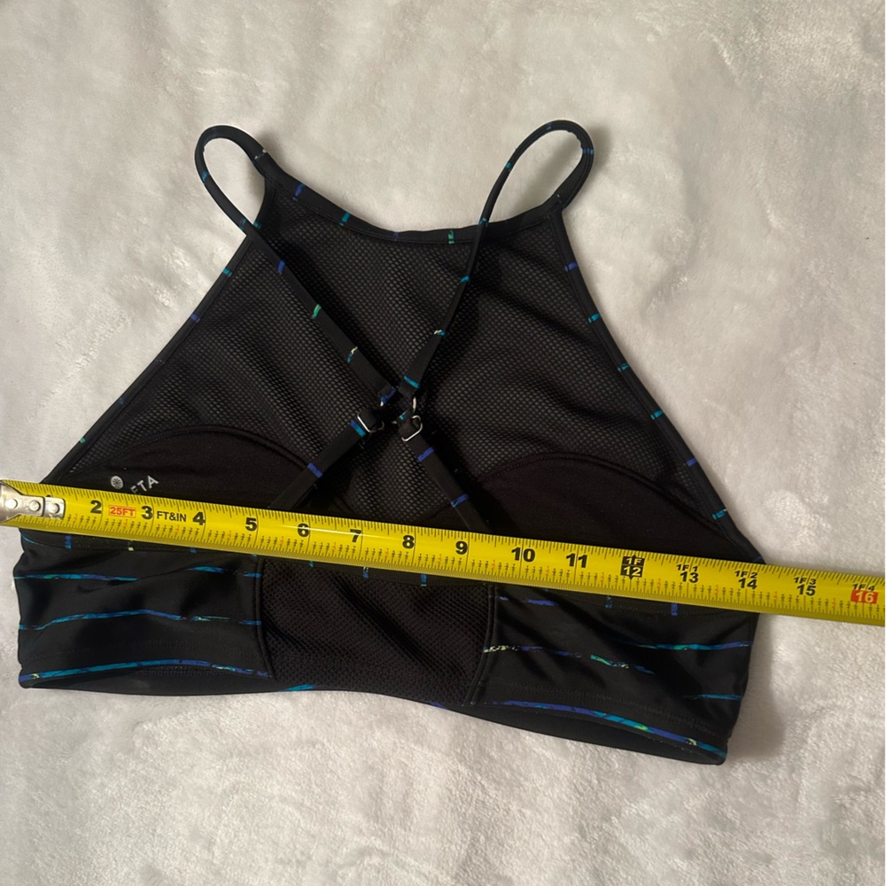 Athleta medium sports bra/bikini black swim top. adjustable straps. add padding - Picture 6 of 6